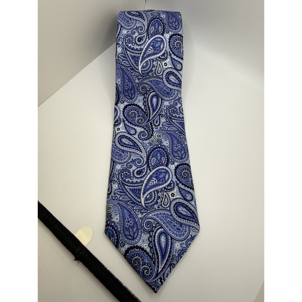 JZ Richards Boulder Silk Tie Extra Long Blue Paisley USA Nordstrom 64" x 3.5"